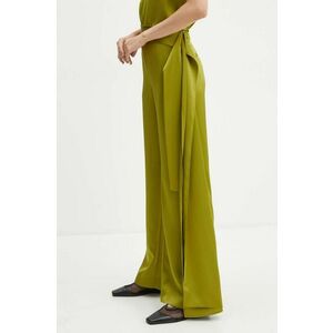 Stine Goya pantaloni femei, culoarea verde, drept, high waist, SG5861 imagine