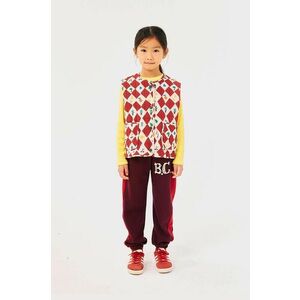 Bobo Choses pantaloni de trening din bumbac pentru copii culoarea bordo, cu imprimeu, 224AC081 imagine