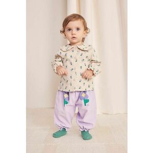 Bobo Choses pantaloni de trening din bumbac pentru bebeluși Pansy Flower culoarea violet, cu imprimeu, 224AB068 imagine