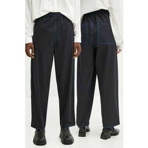 Sunnei pantaloni culoarea albastru marin, drept, high waist, RTWXBOT001 imagine