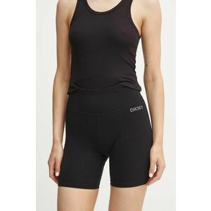 Dkny pantaloni scurti femei, culoarea negru, cu imprimeu, high waist, DP4S5218 imagine