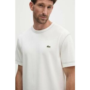 Lacoste tricou din bumbac barbati, culoarea bej, neted, TH2829 imagine