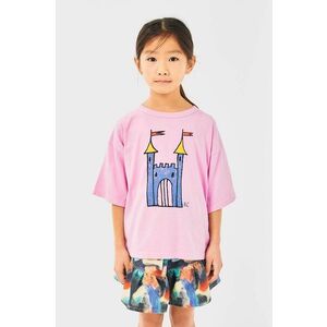 Bobo Choses tricou de bumbac pentru copii Faraway Castle culoarea roz, 224AC005 imagine