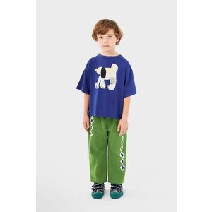 Bobo Choses pantaloni de trening din bumbac pentru copii Diamonds culoarea verde, cu imprimeu, 224AC091 imagine