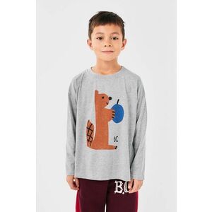 Bobo Choses longsleeve din bumbac pentru copii Hungry Squirrel culoarea gri, cu imprimeu, 224AC018 imagine