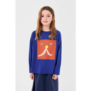 Bobo Choses longsleeve din bumbac pentru copii Funny face culoarea albastru marin, cu imprimeu, 224AC010 imagine