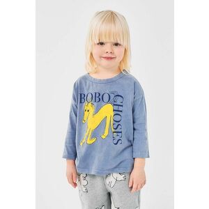 Bobo Choses longsleeve din bumbac pentru copii Wonder Horse culoarea gri, cu imprimeu, 224AC009 imagine