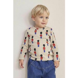 Bobo Choses longsleeve din bumbac pentru bebeluși Little Tin Soldier culoarea bej, modelator, 224AB018 imagine