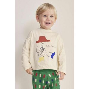 Bobo Choses longsleeve din bumbac pentru bebeluși Magic Flute culoarea bej, cu imprimeu, 224AB011 imagine