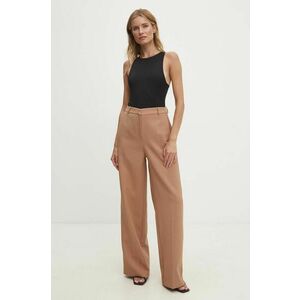 Answear Lab pantaloni femei, culoarea bej, lat, high waist imagine