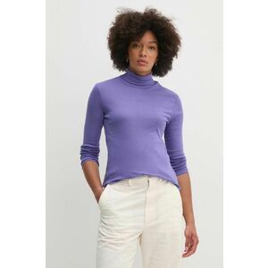 United Colors of Benetton longsleeve din bumbac culoarea violet, cu guler, 3GA2E2224 imagine