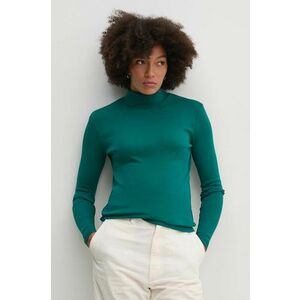 United Colors of Benetton longsleeve din bumbac culoarea verde, cu guler, 3GA2E2224 imagine