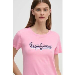 Pepe Jeans tricou din bumbac ENARA femei, culoarea roz, PL505879 imagine