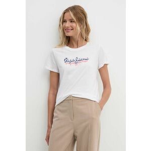 Pepe Jeans tricou din bumbac ENARA femei, culoarea alb, PL505879 imagine