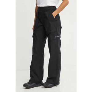 Columbia pantaloni Brea Falls femei, culoarea negru, lat, high waist, 2086041 imagine