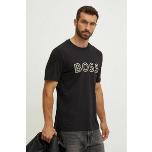 Boss Green tricou din bumbac BOSS GREEN culoarea negru, cu imprimeu imagine