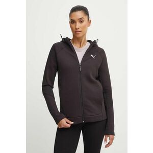 Puma bluza femei, culoarea negru, cu glugă, neted, 681670 imagine