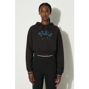 Puma bluza Classics Play Paris Relaxed Hoodie femei, culoarea negru, cu glugă, cu imprimeu, 627484 imagine