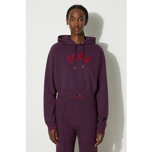 Puma bluza Classics Play Paris Relaxed Hoodie femei, culoarea violet, cu glugă, cu imprimeu, 627484 imagine