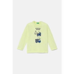 United Colors of Benetton longsleeve din bumbac pentru copii culoarea verde, cu imprimeu, 3I1XG10FL imagine