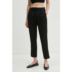 Weekend Max Mara pantaloni de lana culoarea negru, drept, high waist, 2425136132600 imagine