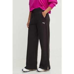 Puma pantaloni de trening din bumbac culoarea negru, neted, 682720 imagine