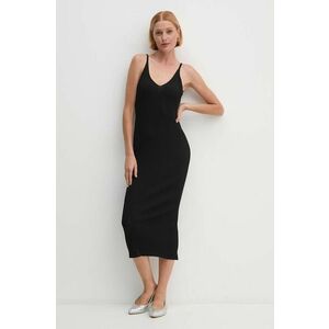 Dkny rochie culoarea negru, midi, mulata, D2E4A125 imagine