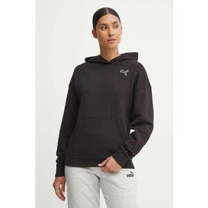 Puma hanorac de bumbac femei, culoarea negru, cu glugă, neted, 676804 imagine