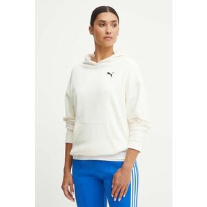 Puma hanorac de bumbac femei, culoarea bej, cu glugă, neted, 676804 imagine