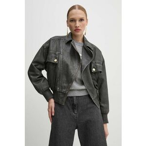 Elisabetta Franchi geacă din denim femei, culoarea gri, de iarnă, oversized, BJ31I46E2 imagine