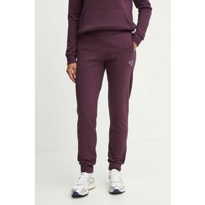 Puma pantaloni de trening din bumbac culoarea violet, neted, 676805 imagine