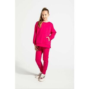 Coccodrillo pantaloni de trening din bumbac pentru copii culoarea roz, neted, EVERYDAY GIRL imagine