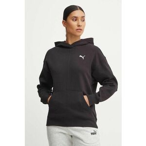 Puma hanorac de bumbac femei, culoarea negru, cu glugă, neted, 682719 imagine