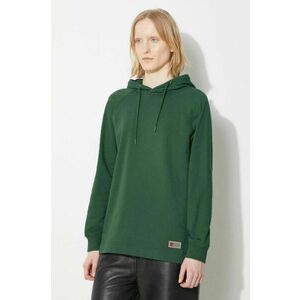 Fjallraven hanorac de bumbac Vardag Hoodie W femei, culoarea verde, cu glugă, neted, F86987.679 imagine