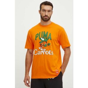 Puma tricou din bumbac PUMA X CARROTS Graphic Tee barbati, culoarea portocaliu, cu imprimeu, 627443 imagine