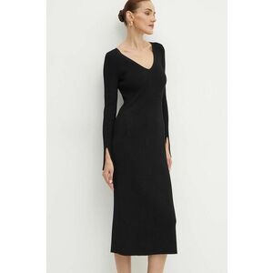 BOSS rochie culoarea negru, midi, mulata, 50518365 imagine