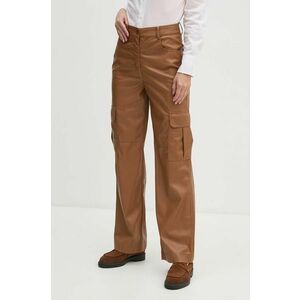 Sisley pantaloni femei, culoarea maro, drept, high waist, 45FSLF05N imagine