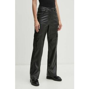 Sisley pantaloni femei, culoarea negru, drept, high waist, 45FSLF05N imagine