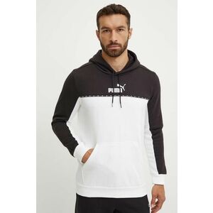 Puma bluza ESS BLOCK x TAPE barbati, culoarea alb, cu glugă, modelator, 673342 imagine