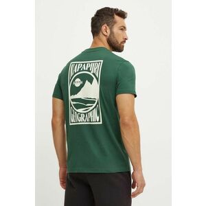 Napapijri tricou din bumbac S-Mele barbati, culoarea verde, cu imprimeu, NP0A4IN4G1K1 imagine