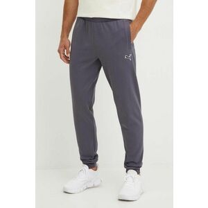 Puma pantaloni de trening din bumbac culoarea gri, neted, 676816 imagine