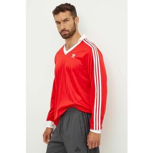 adidas Originals longsleeve Adicolor Piqué Football Long Sleeve barbati, culoarea rosu, cu imprimeu, IX5226 imagine