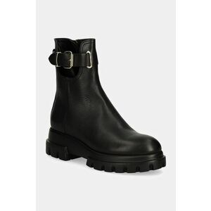 AGL cizme de piele Chunky Lowboot femei, culoarea negru, cu toc plat, D756593PGKA2131013 imagine