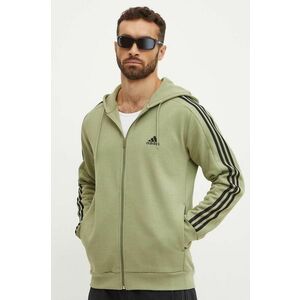 adidas bluza Essentials barbati, culoarea verde, cu glugă, cu imprimeu, JE0341 imagine