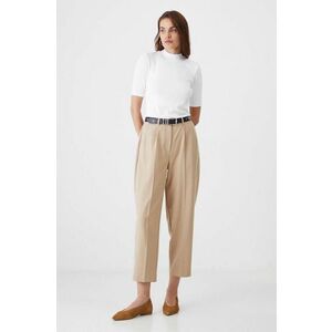 Medicine pantaloni femei, culoarea bej, fason chinos, medium waist imagine