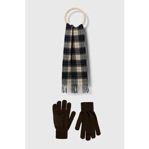 Barbour fular și mănuși Tartan Scarf & Glove Gift Set culoarea maro, cu model MGS0018 imagine