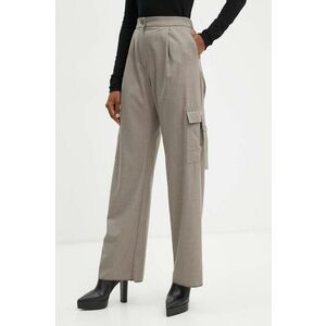 Marella pantaloni femei, culoarea bej, drept, high waist, 2423136024200 imagine