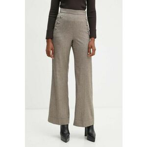 Marella pantaloni din lana culoarea maro, drept, high waist, 2423136152200 imagine