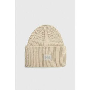 Helly Hansen căciulă HH RIB BEANIE culoarea bej, din tricot gros 54020 imagine