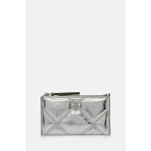 Tory Burch portofel de piele Kira Metallic Diamond femei, culoarea argintiu, 158632 imagine